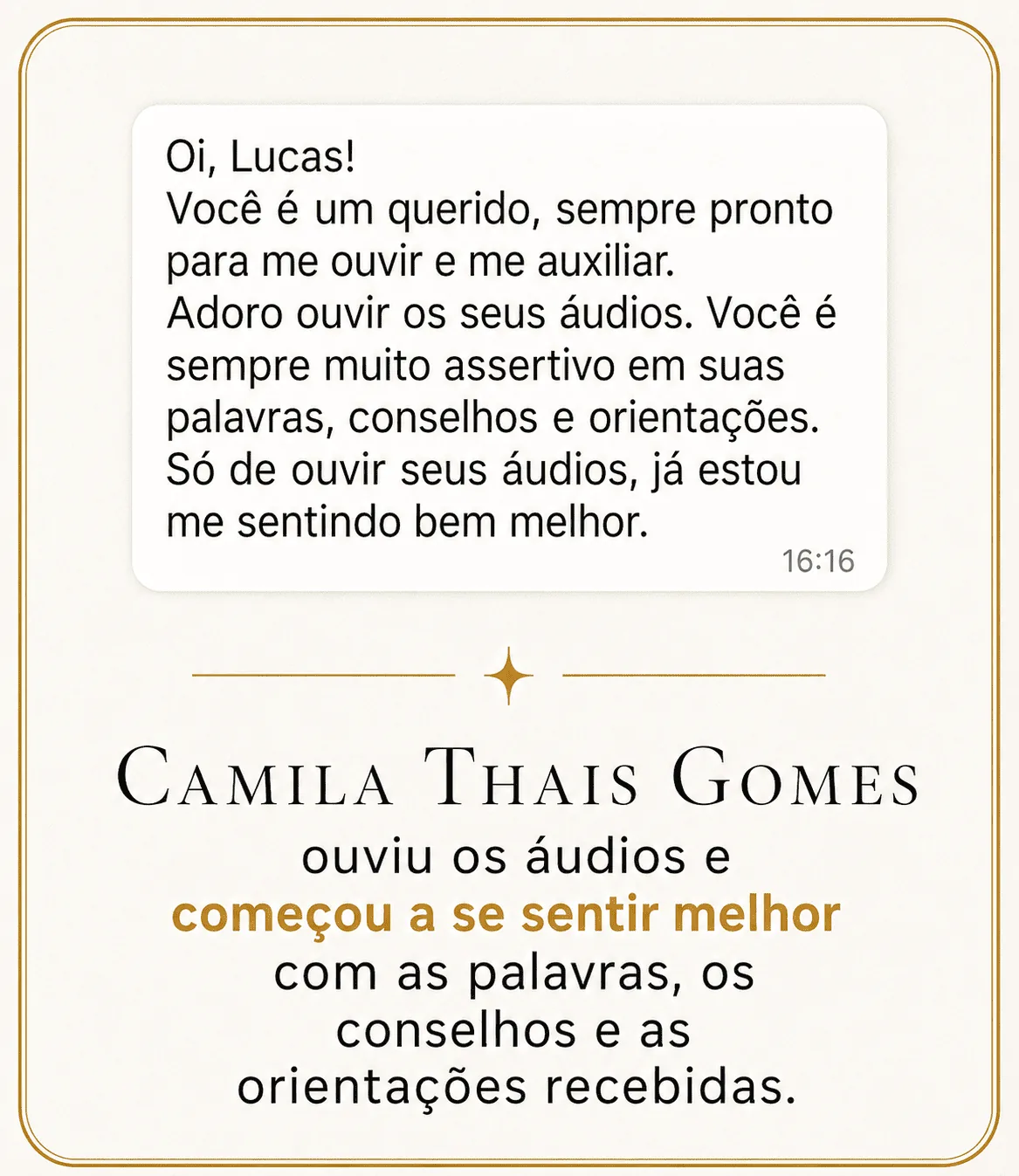 Depoimento de Camila Thais Gomes