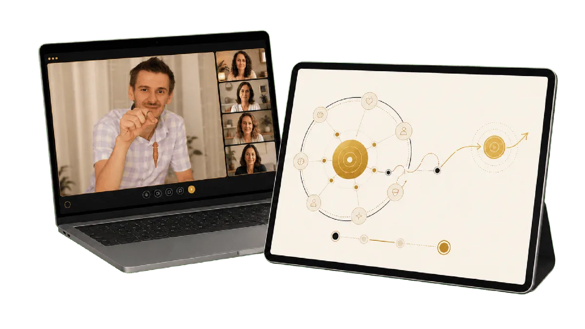 Sessão de clareza coletiva com mapa visual em tablet