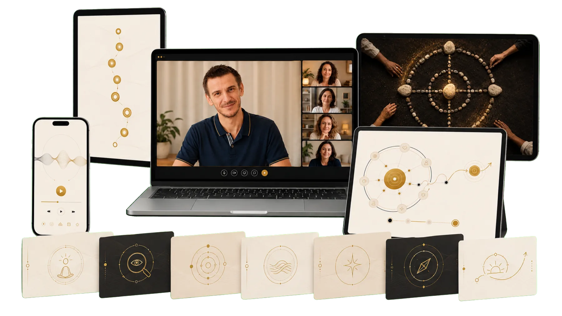 Mockup com todos os conteúdos do Desafio Entre Saber e Mudar